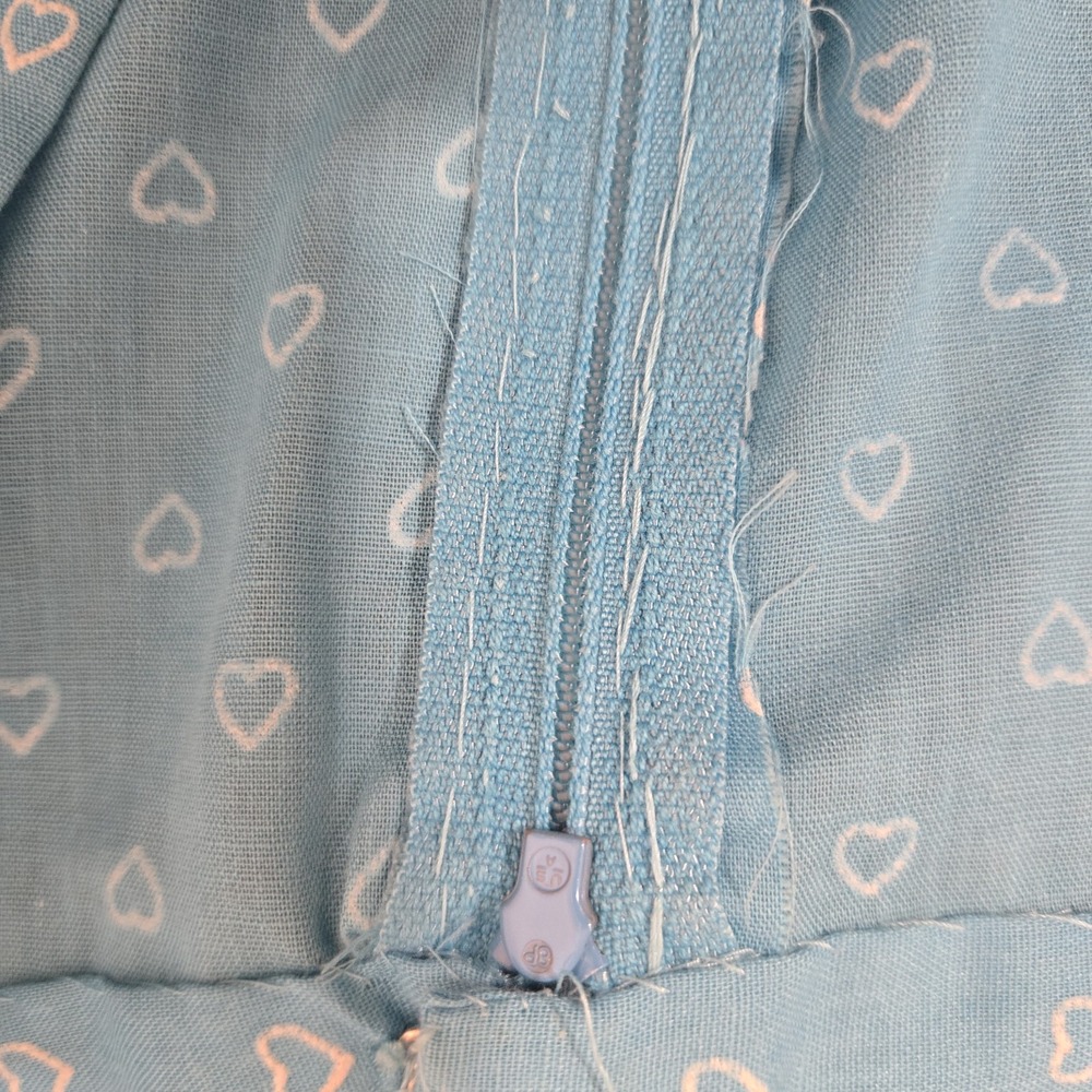 Women's Small Blue Heart Print Maxi Skirt Cottagecore Ruffle Hem 27" Waist - Picture 5 of 5